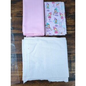 Lot of Fabric,‎ Fairies and Dots,Solid, Pink and White, 1lb 5oz